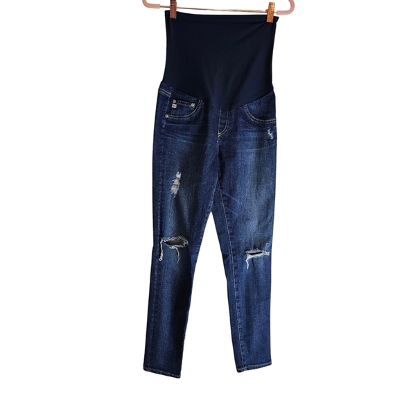 Ag Adriano Goldschmied Maternity Distressed Ankle Blue Jeans 29 Preowned - Picture 1 of 7